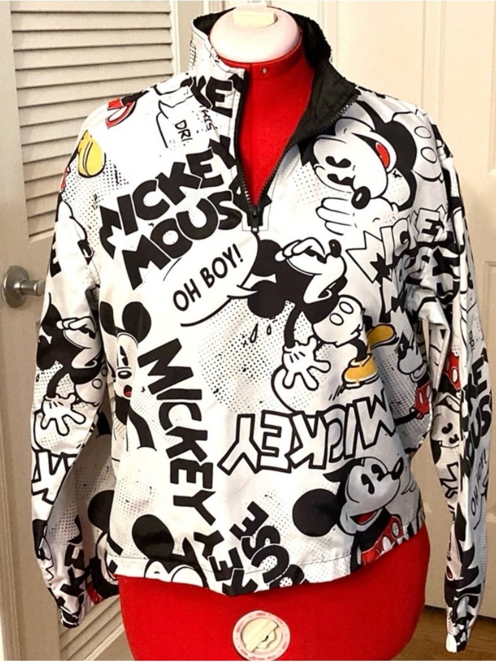 Disney Store Mickey Mouse Comic Pullover Windbreaker Cropped Jacket Japan Size S